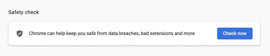 Perform Safety Check in Chrome