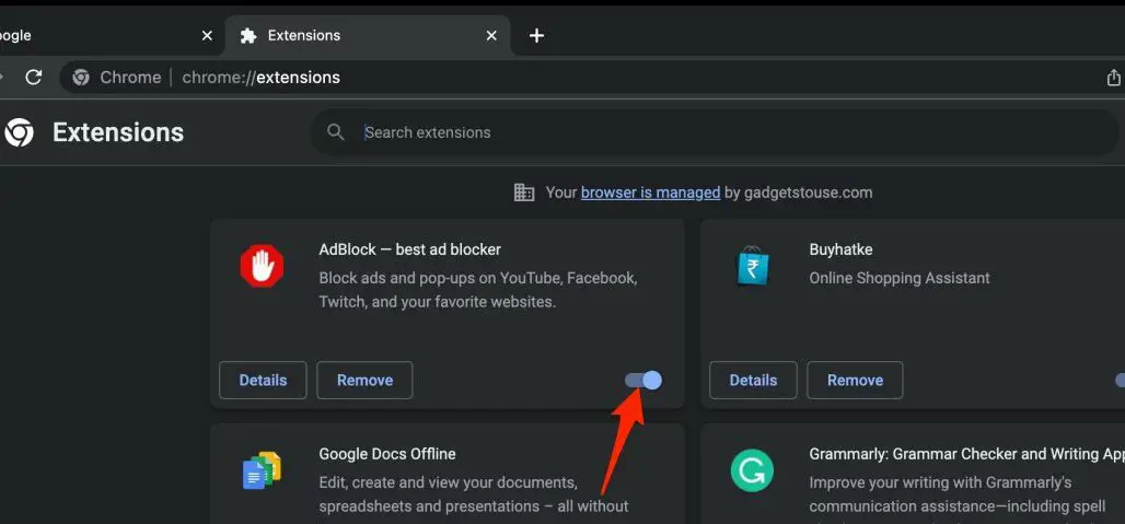 Disable Extensions in Chrome
