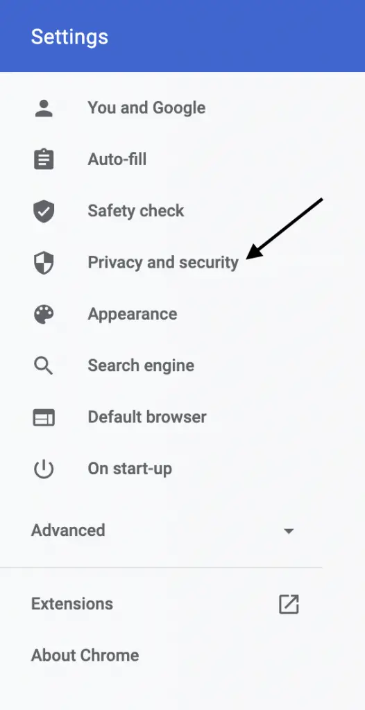 Privacy and security settings