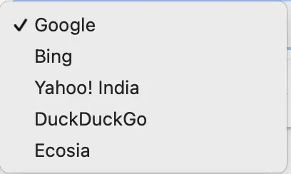 Different search engines in Google Chrome