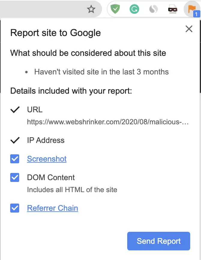 Report Suspicious Website to Google