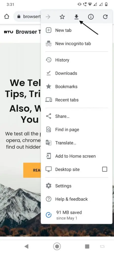 Download Webpage in Google Chrome for Phone