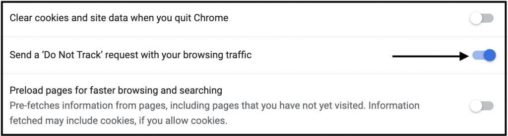 Do Not Track turned on in Chrome