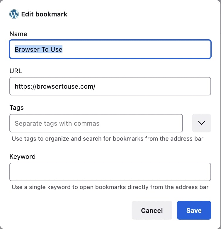 Edit Bookmarks in Firefox
