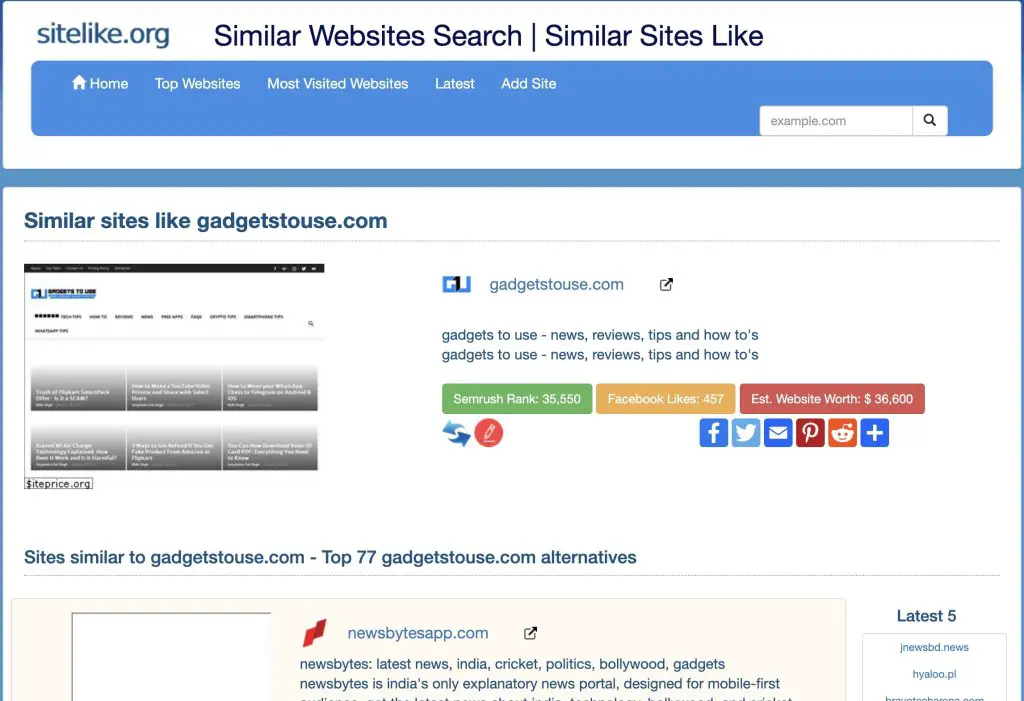 Sitelike.org Similar websites search