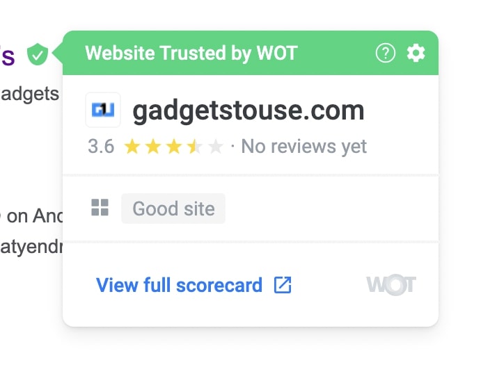 Website Trusted by WOT