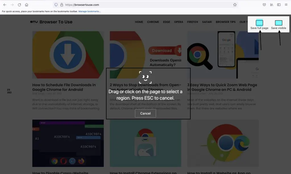 Use Firefox Built-in Screenshot Tool