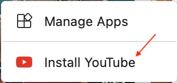 Install YouTube as an app in Edge
