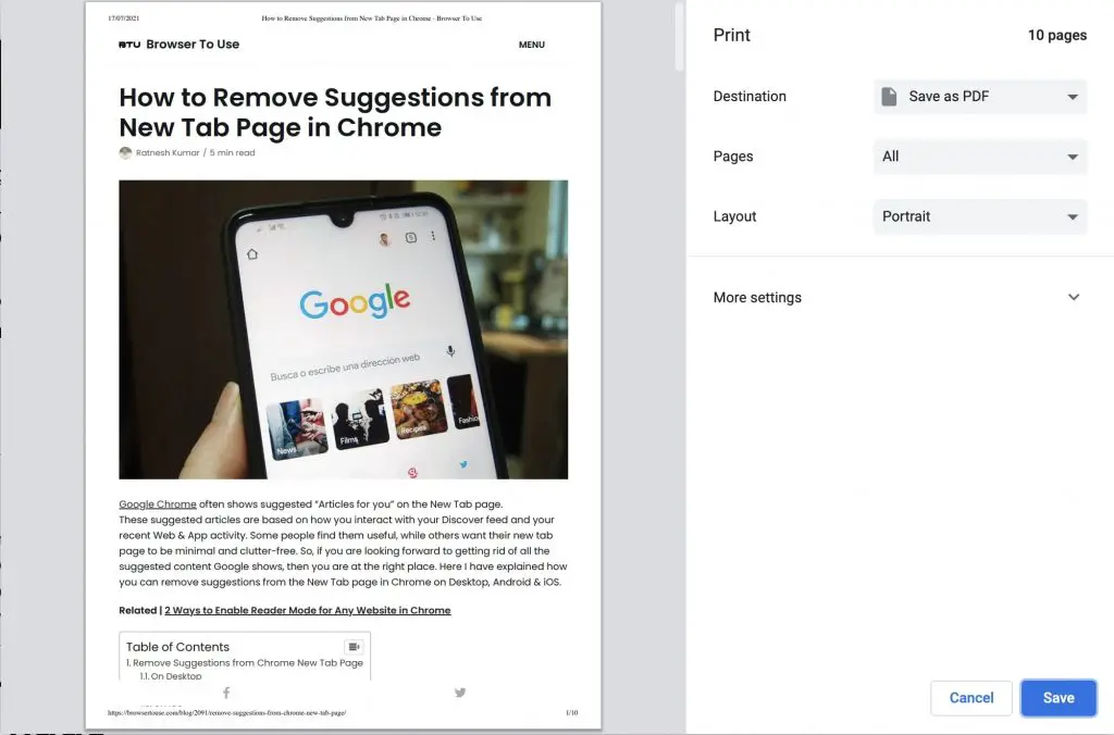 How To Save Webpage As Pdf In Google Chrome Share It As File Browser To Use