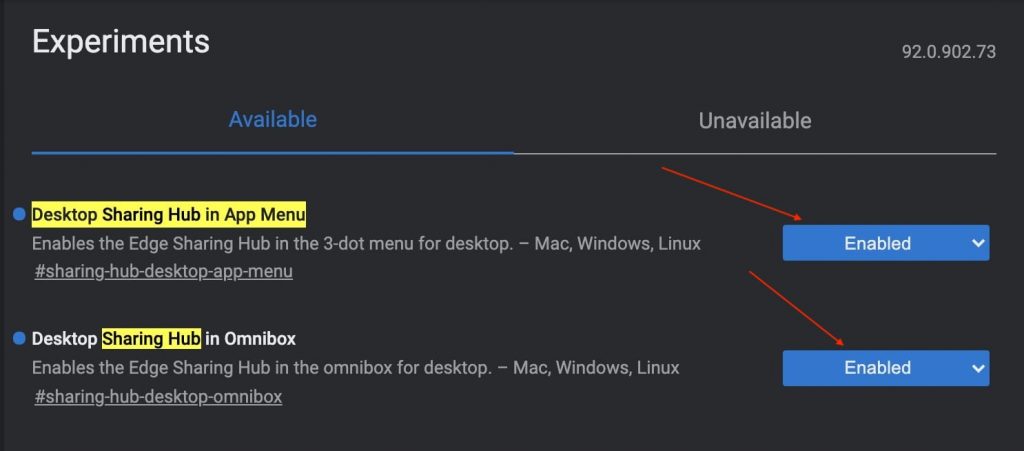 Desktop Sharing Hub in App Menu and Omnibox