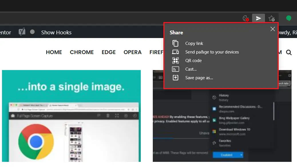 Microsoft Edge Sharing Hub