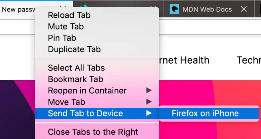 Send Tabs to Other Devices in Firefox