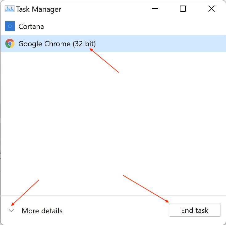 Google Chrome End Task