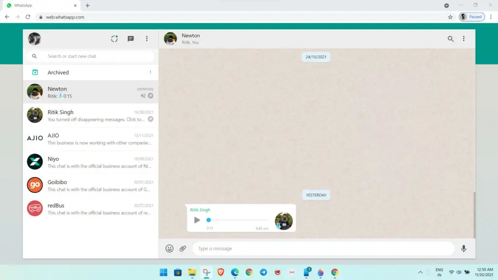 No Sound in WhatsApp Web