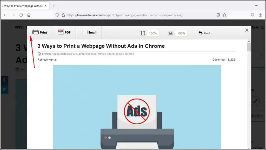 Print Article Without Ads
