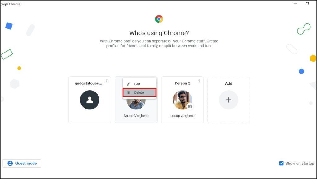 Delete Chrome Profile