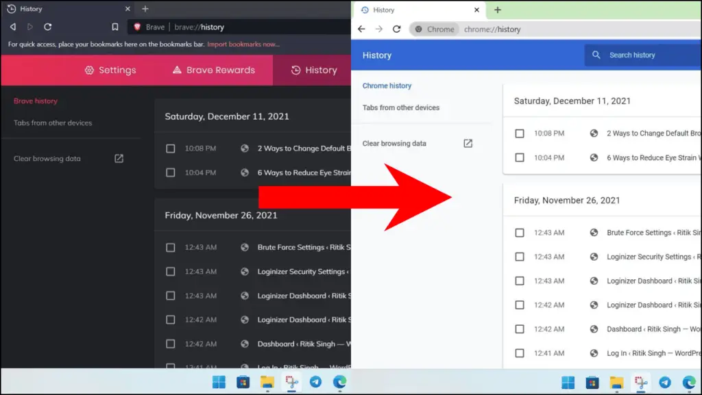 Export Brave Browsing History to Chrome or Edge