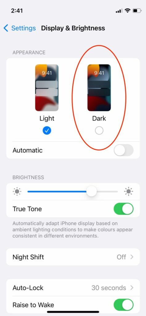 Dark Mode iOS