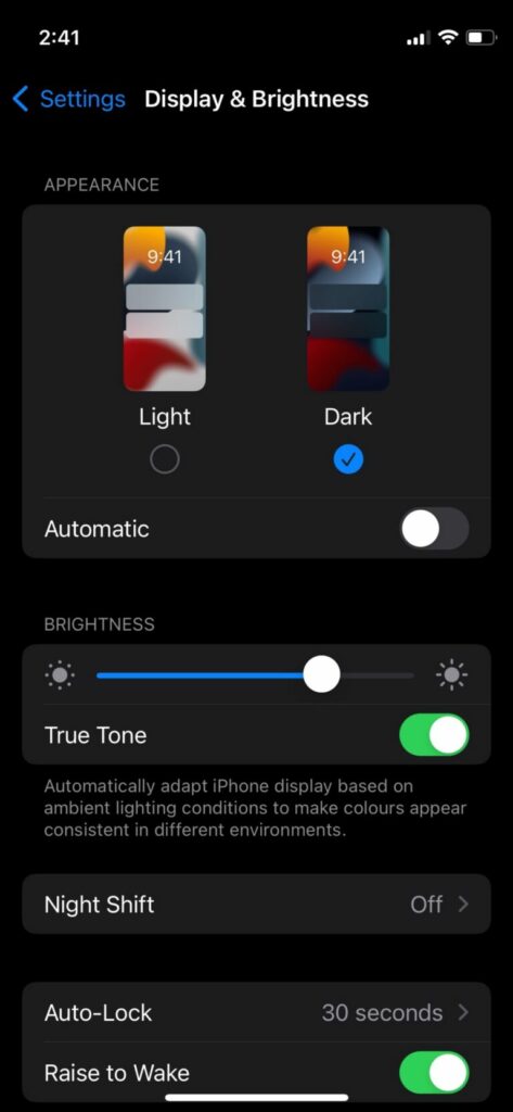 iOS Dark Mode