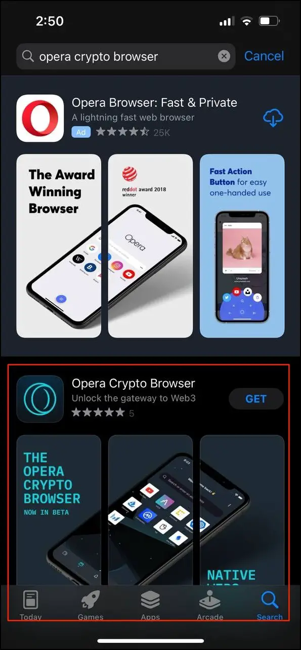 Crypto Browser On iOS