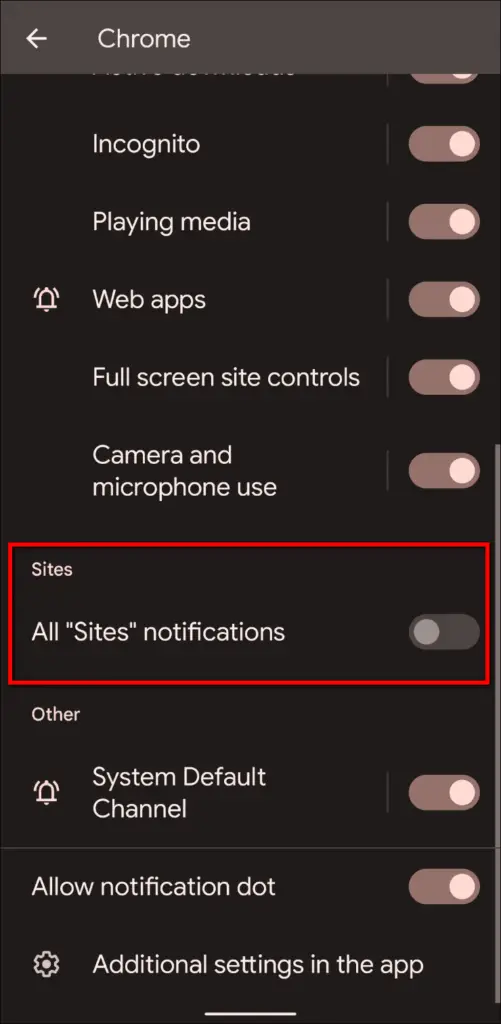 Block All Site Notifications Chrome Android