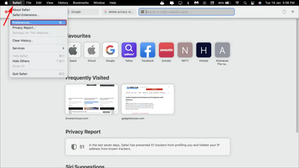 Turn Off Privacy Report in Safari Mac
