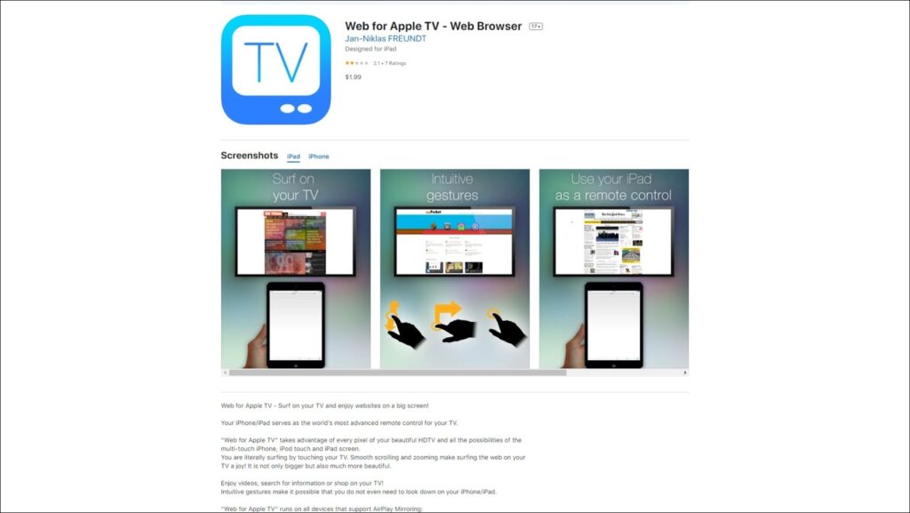 Web for Apple TV- Web Browser