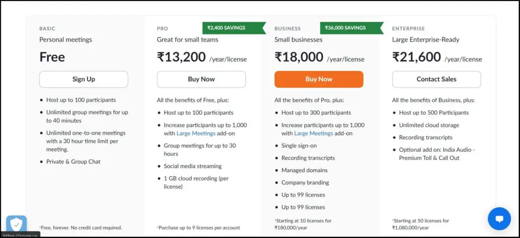 Zoom Pricing Plans