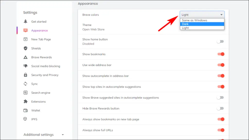 Brave Tips Tricks- Dark Mode