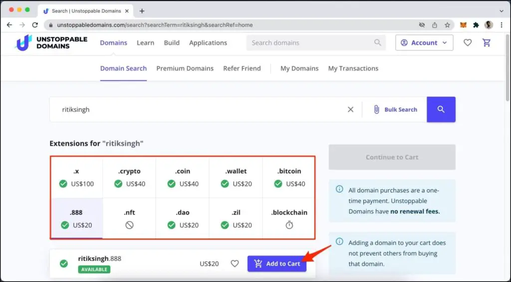 Buy a NFT Web3 Domain