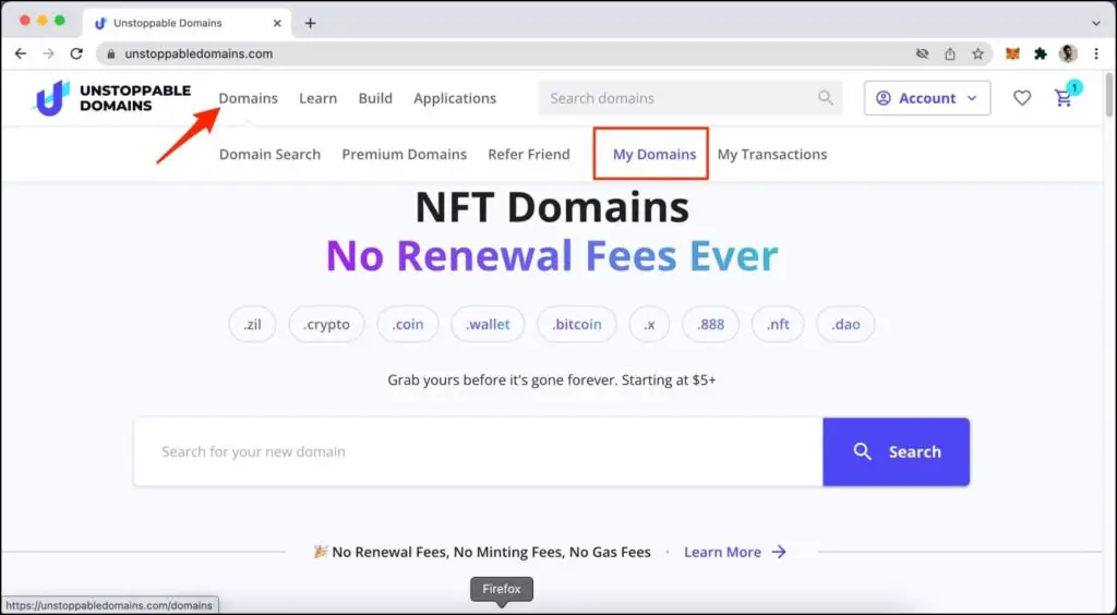 Mint NFT Domain for Free