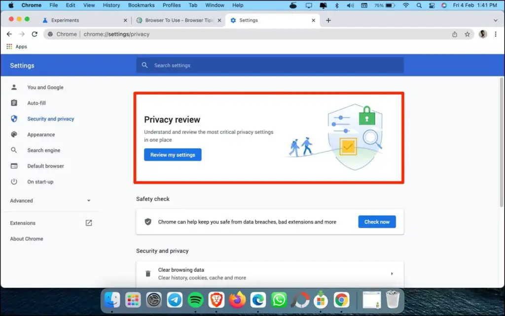 Privacy Guide in Chrome