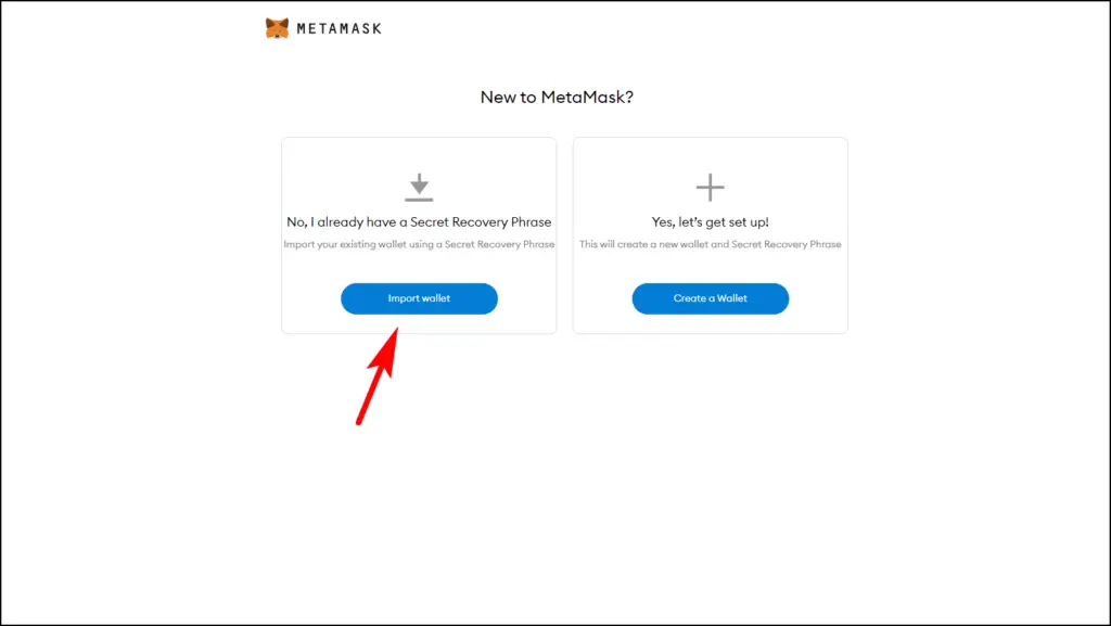 Importing existing Metamask wallet