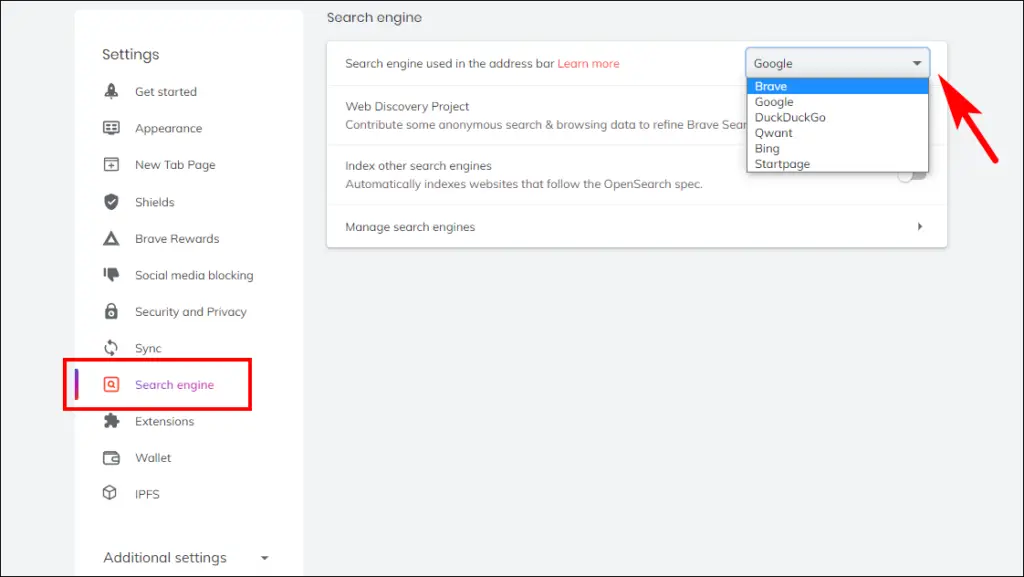 Use Brave Search as Default Search Engine