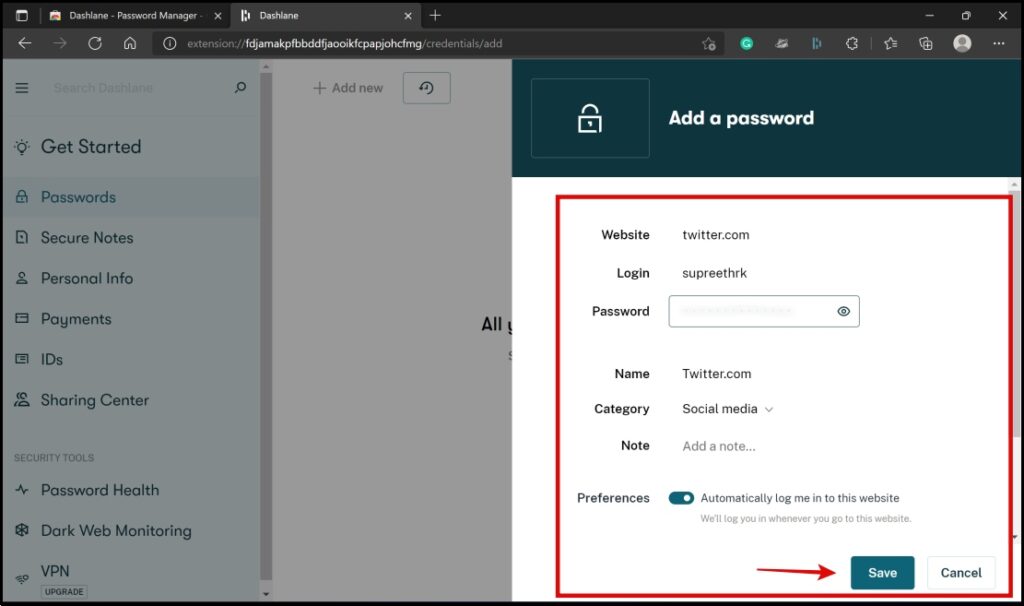 dashlane extension edge