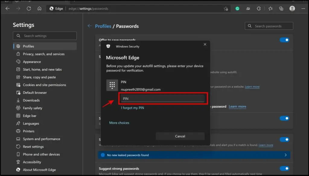 Create a Custom Primary Password on Microsoft Edge