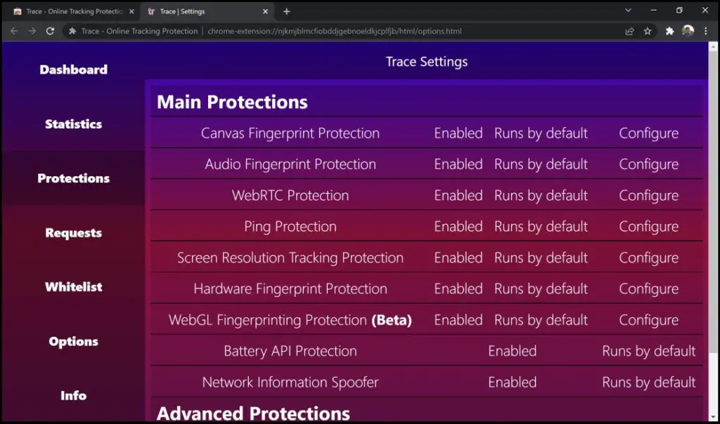 Prevent Fingerprinting on Chrome and Edge with Trace