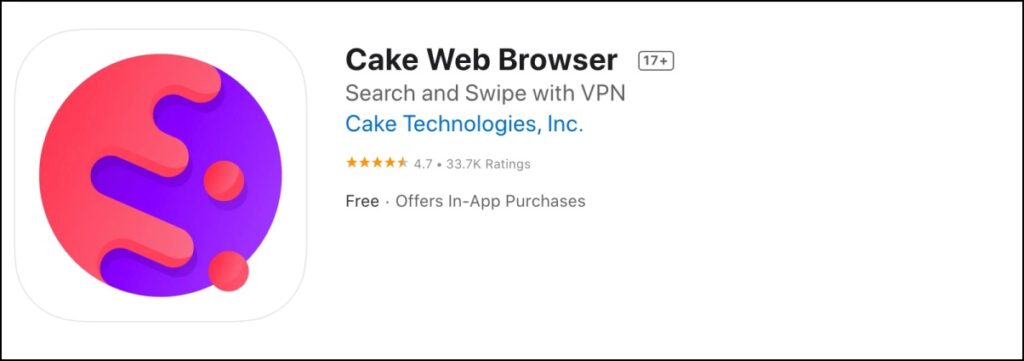 Cake VPN Browser iOS