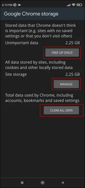 Clean all browser data and start afresh - Manage Space Chrome