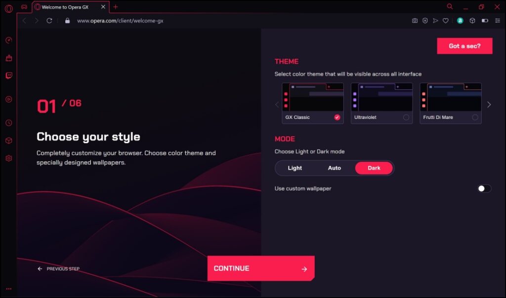 OperaGX Dark Mode