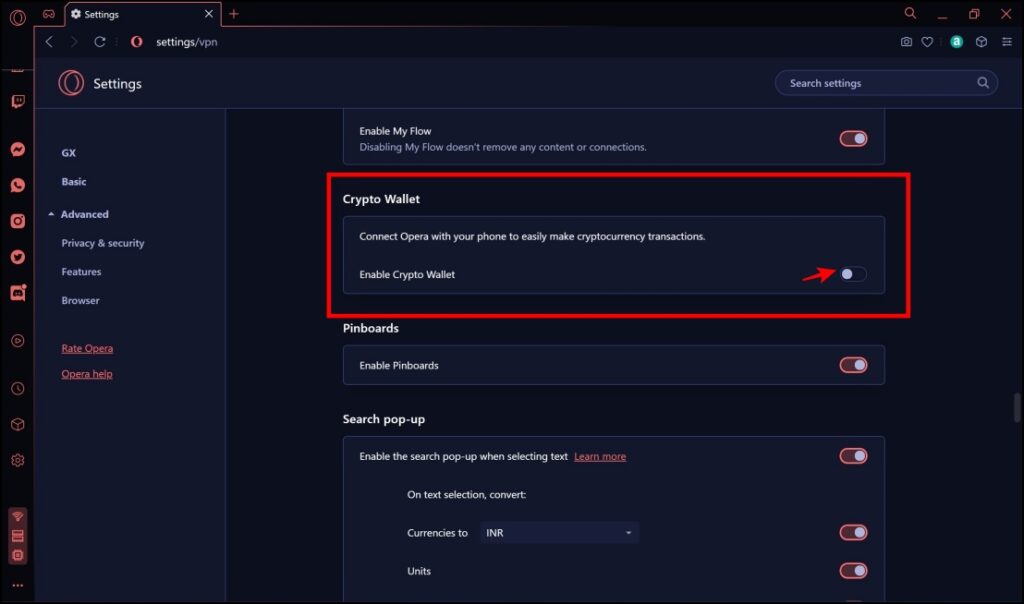 Crypto Wallet in Opera Gaming Browser