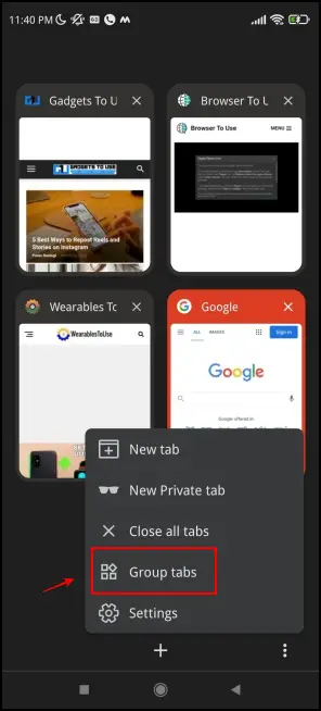 Use Group Tabs in Brave Browser