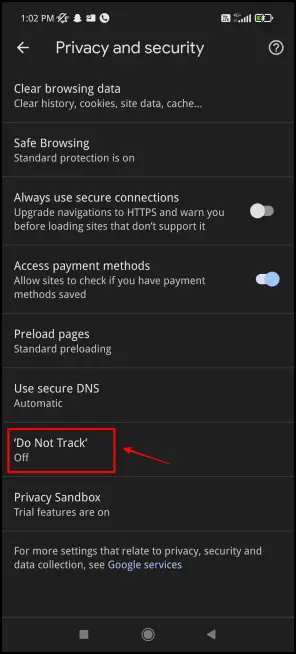 Escape Website Trackers on Android - Google Chrome