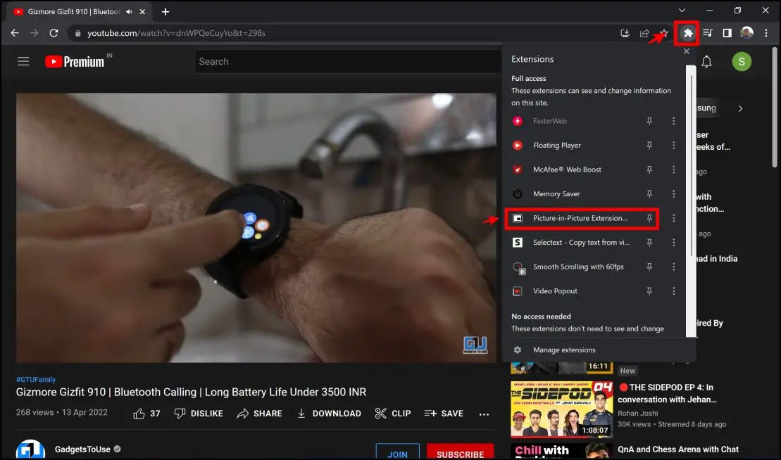 Floating YouTube Video in Chrome Other Tabs