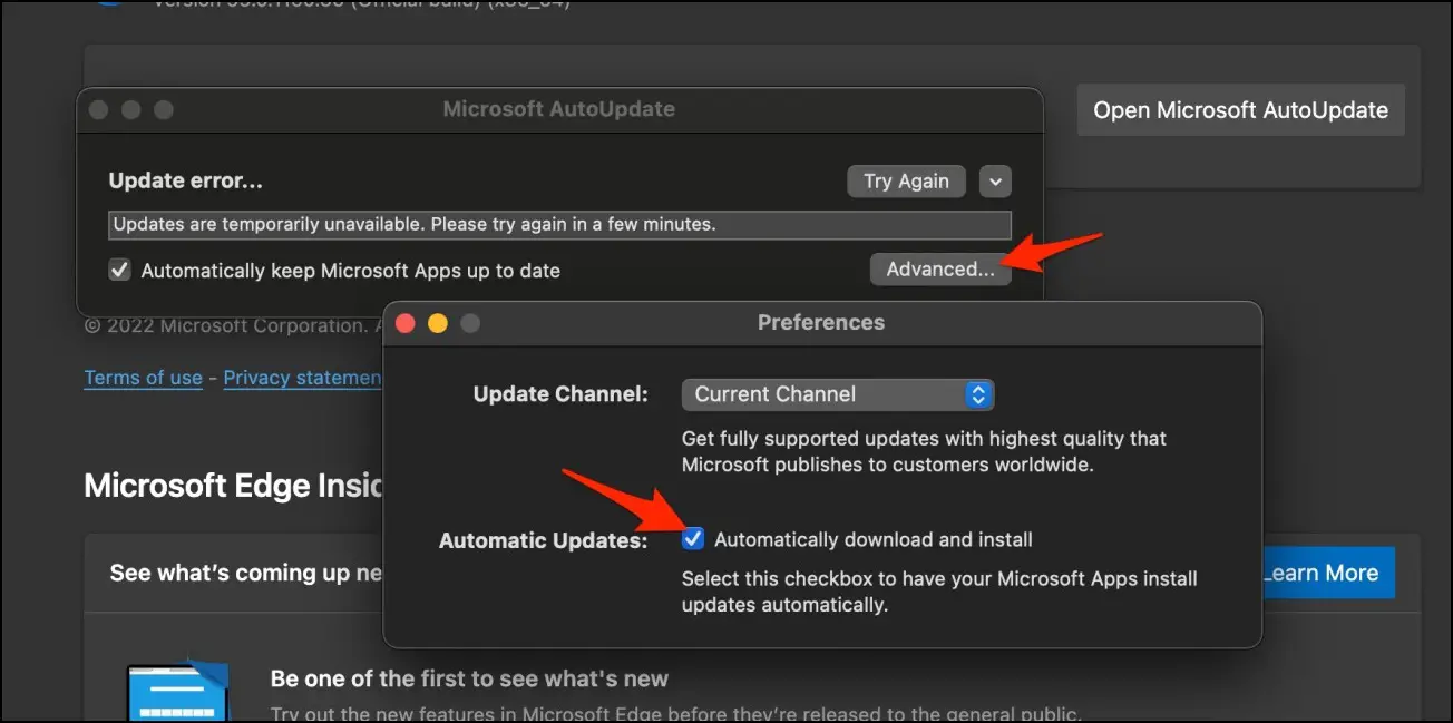 Microsoft Edge Update Check Failed Mac