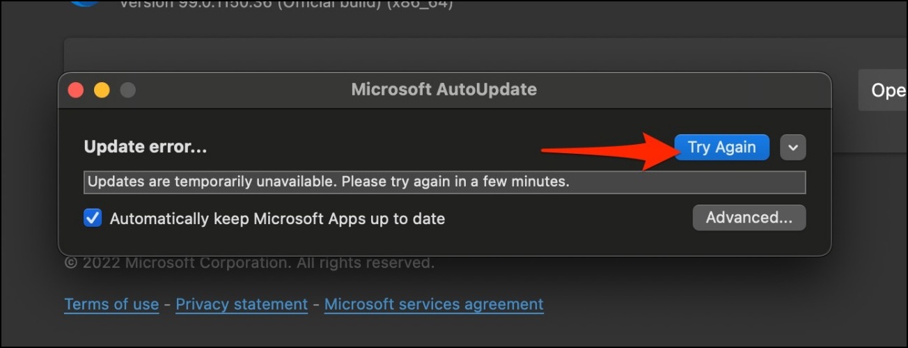 Microsoft Edge Update Check Failed Mac