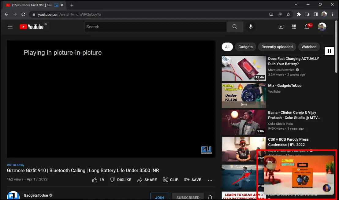 Floating YouTube PiP Video in Chrome Other Tabs