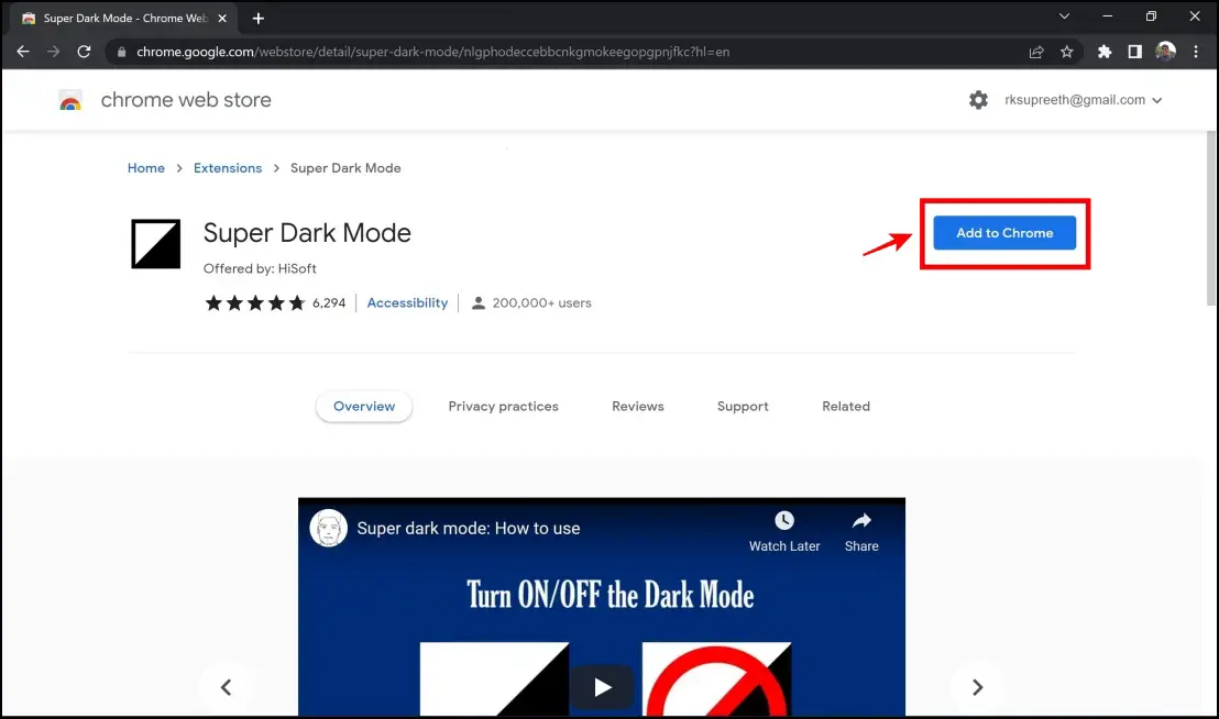 Super Dark Mode Extension for Google Chrome