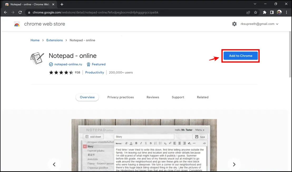 Notepad Online Extension for Chrome