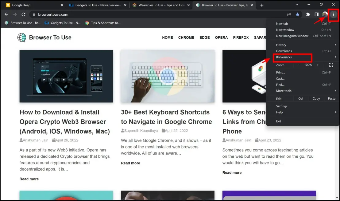 Built-in options to Bookmark All Opened Websites